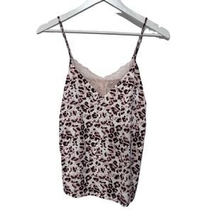 FLORA NIKROOZ WOMENS SMALL PINK ANIMAL PRINTED CAMI PAJAMA TOP ONLY NEW!